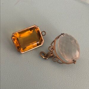 TWO ANTIQUE GLASS PENDANTS/FOBS